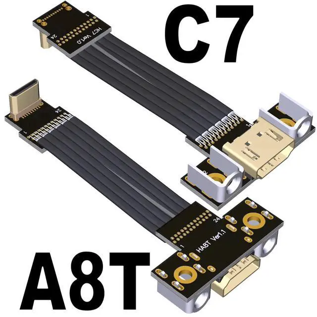 Alt view image 5 of 5 - HDMI 2.1 Type-A Male to MINI Type-C Female Flat Cable for FPV Aerial Photography Gopro Camera (30cm, A8T-C7(Female-Male))