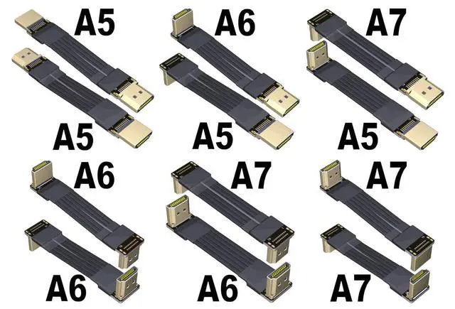 Alt view image 2 of 4 - HDMI 2.1 Type-A Male to Type-A Female Flat Cable for FPV Aerial Photography Gopro Camera (30cm, A5-A7(Male-Male))