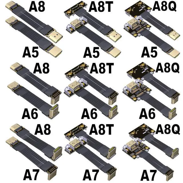 Alt view image 3 of 4 - HDMI 2.1 Type-A Male to Type-A Female Flat Cable for FPV Aerial Photography Gopro Camera (30cm, A5-A7(Male-Male))