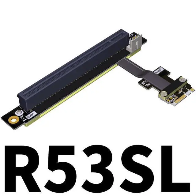 Alt view image 2 of 4 - M.2_A.E. to PCIe x16 Extension Cables Turn 90 Degree Upright Right Angle Turn 180 Degree Splint Vertical Turn 270 Degree Inverted Reverse (10cm, R53SF)
