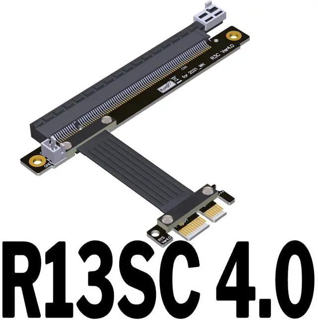 Main image of PCI-E 4.0 x1 to x1 Turn 90 180 Degree Splint Vertical Extension Riser Cables (10cm, R13SC 4.0)