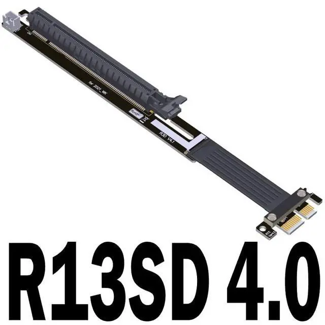 Alt view image 2 of 3 - PCI-E 4.0 x1 to x1 Turn 90 180 Degree Splint Vertical Extension Riser Cables (10cm, R13SC 4.0)