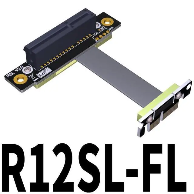 Alt view image 4 of 4 - PCI-E x1 to x4 Turn 180 Degree Splint Vertical Extension Cables (10cm, R12SL-TL)
