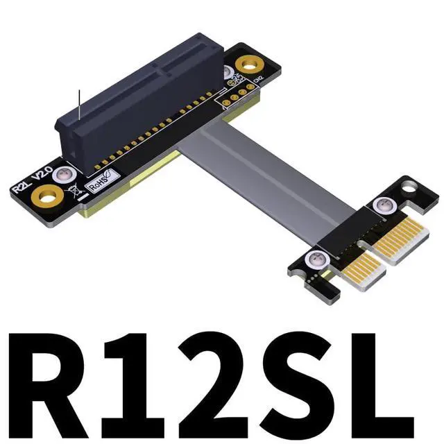 Alt view image 2 of 4 - PCI-E x1 to x4 Turn 180 Degree Splint Vertical Extension Cables (10cm, R12SL-TL)