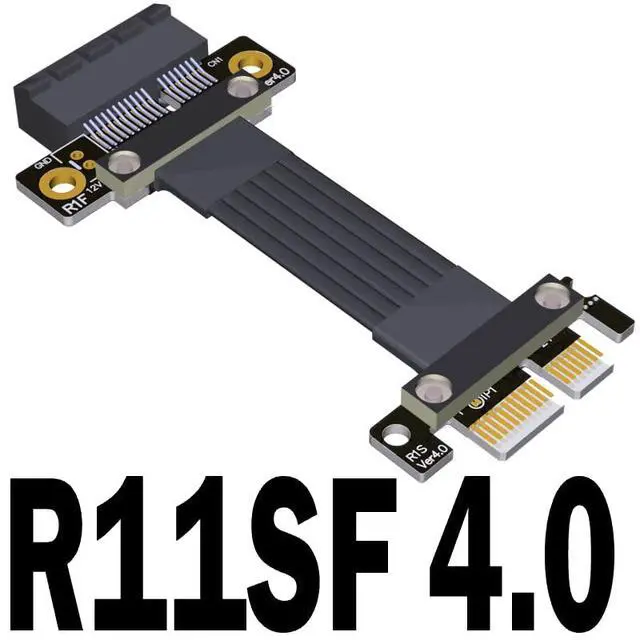 Alt view image 2 of 7 - PCI Express 4.0 x1 to x1 Turn 180 Degree Splint Vertical Extension Cables (25cm, R11SL-SI-TL-4.0)