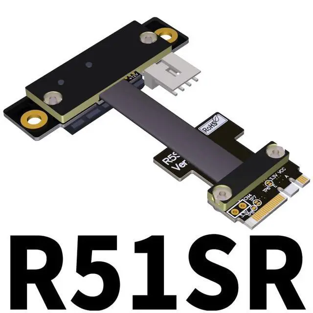 Alt view image 3 of 4 - M.2_A.E. to PCIe x1 Extension Cables Turn 90 Degree Upright Right Angle Turn 180 Degree Splint Vertical Turn 270 Degree Inverted Reverse (5cm, R51SF)