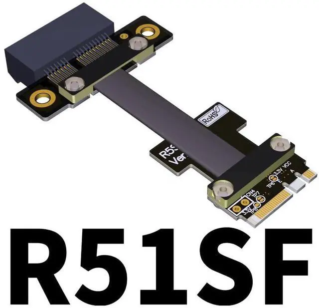Main image of M.2_A.E. to PCIe x1 Extension Cables Turn 90 Degree Upright Right Angle Turn 180 Degree Splint Vertical Turn 270 Degree Inverted Reverse (5cm, R51SF)
