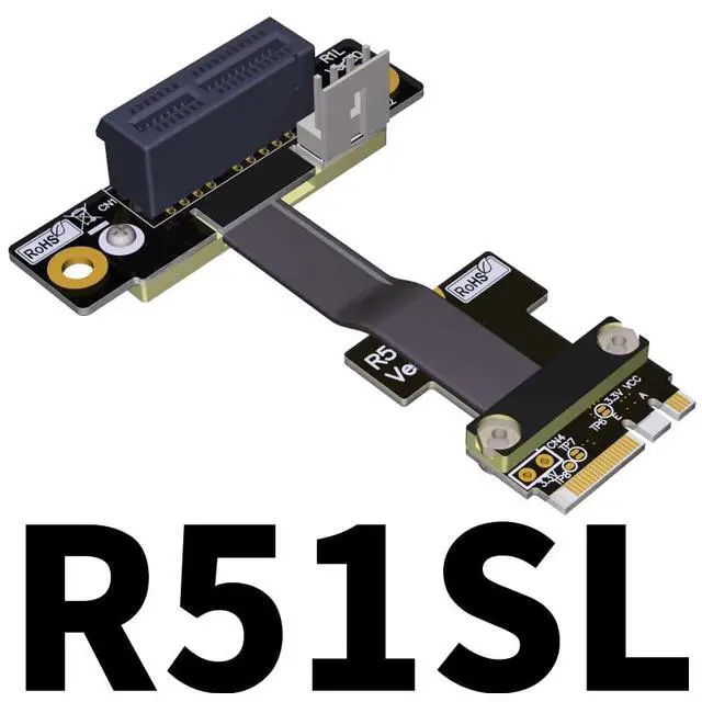Alt view image 2 of 4 - M.2_A.E. to PCIe x1 Extension Cables Turn 90 Degree Upright Right Angle Turn 180 Degree Splint Vertical Turn 270 Degree Inverted Reverse (5cm, R51SF)