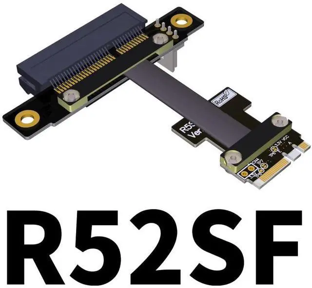 Main image of M.2_A.E. to PCIe x4 Extension Cables Turn 90 Degree Upright Right Angle Turn 180 Degree Splint Vertical Turn 270 Degree Inverted Reverse (5cm, R52SR)