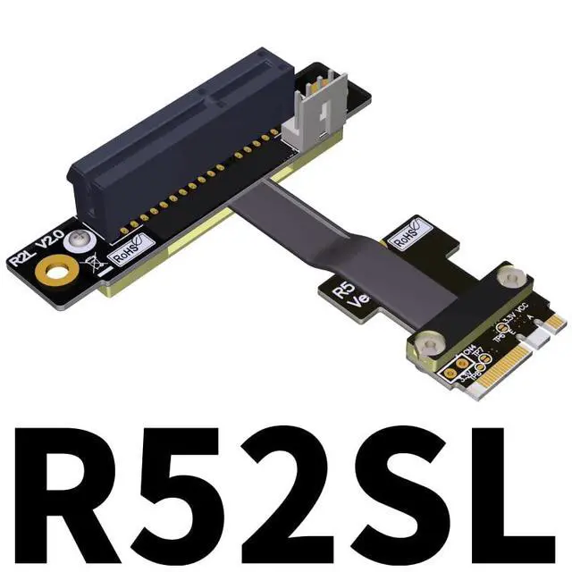 Alt view image 2 of 4 - M.2_A.E. to PCIe x4 Extension Cables Turn 90 Degree Upright Right Angle Turn 180 Degree Splint Vertical Turn 270 Degree Inverted Reverse (5cm, R52SR)