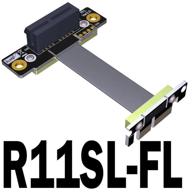 Alt view image 2 of 2 - PCI-E x1 to x1 Turn 90 180 270 Degree Splint Vertical Extension Cables (50cm, R11SL)
