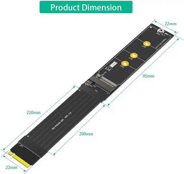 Alt view image 5 of 6 - M.2 NVME Extender,NGFF M-Key PCIe 3.0/4.0 SSD Extention Card with High Speed Soft-PCB Cable 20CMS