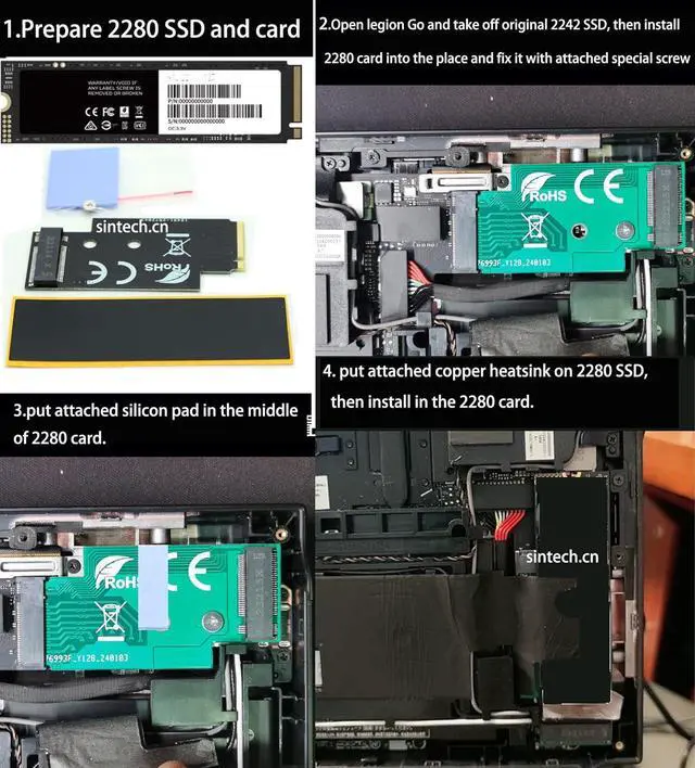 Alt view image 4 of 6 - M.2 nVME 2242 to 2280 Extension Card Support PCIe 4.0 SSD,Compatible with Lenovo Legion Go Gaming Handheld for Upgrading SSD Upto 8TB