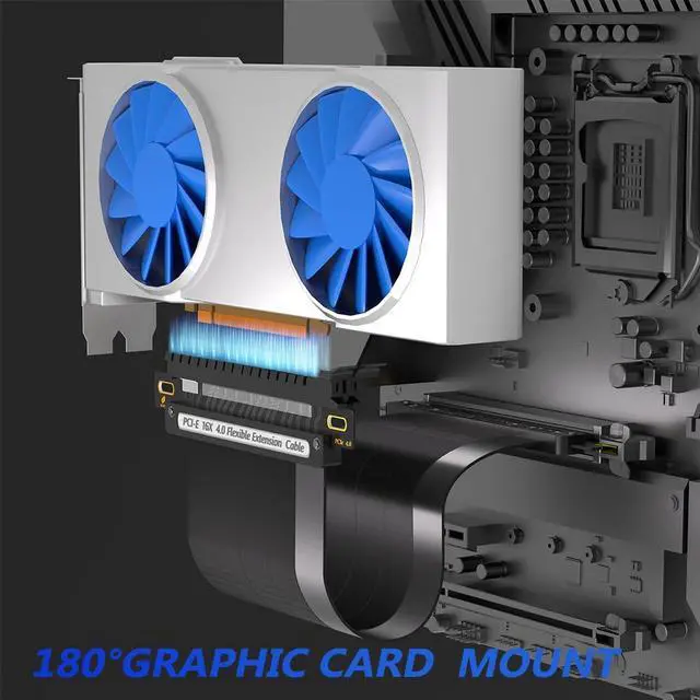 Alt view image 7 of 7 - 30cm 180Degree PCI-e 4.0 X16 Riser Cable for PCIe GeForce RTX30/40 GPU Card