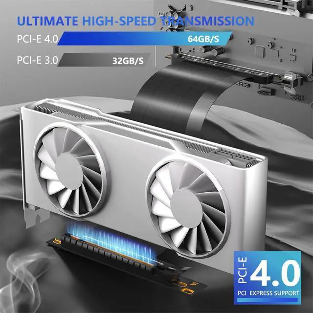 Alt view image 6 of 7 - 30cm 90Degree PCI-e 4.0 X16 Riser Cable for PCIe GeForce RTX30/40 GPU Card