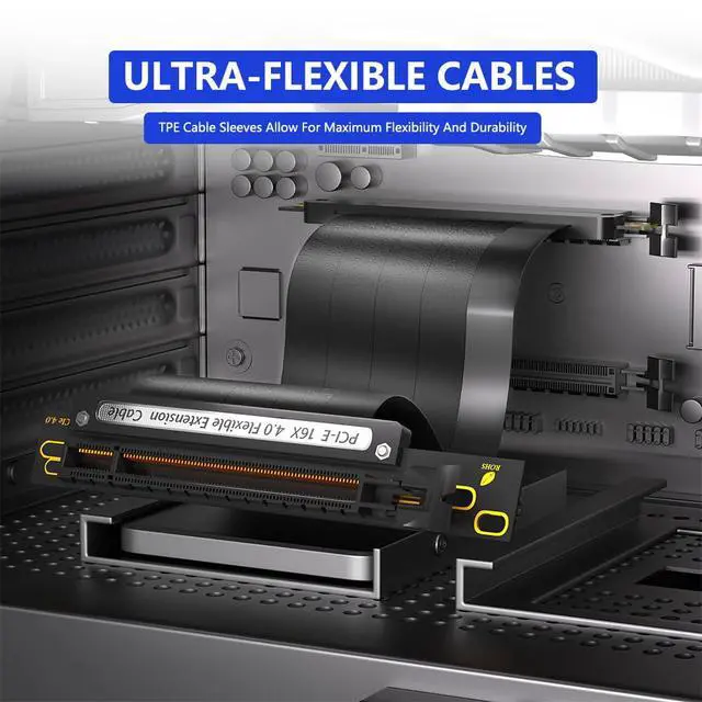 Alt view image 5 of 7 - 30cm 90Degree PCI-e 4.0 X16 Riser Cable for PCIe GeForce RTX30/40 GPU Card