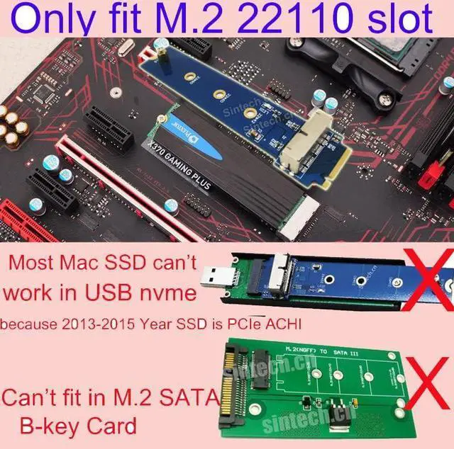 Alt view image 2 of 3 - M.2 NGFF 28Pin SSD Adapter, for Read SSD from MacBook 2013-2015 Year in M-Key Slot (Only Fit in Desktop,Height 10mms,NOT fit in Laptop or External USB Case)