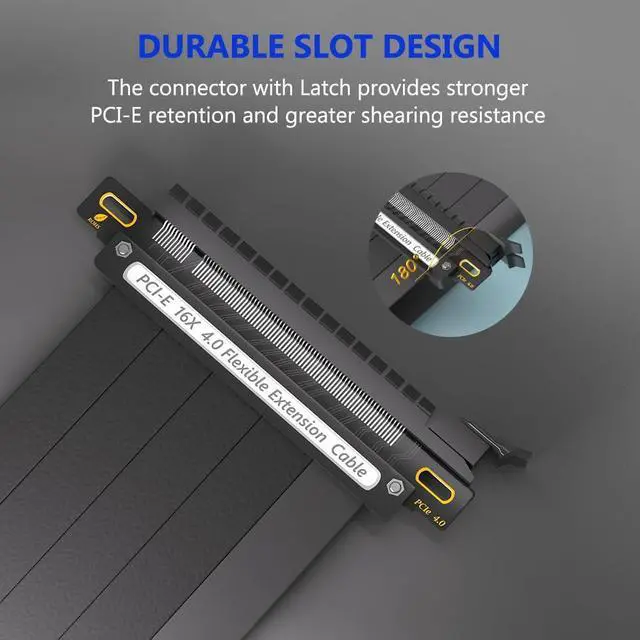 Alt view image 3 of 7 - 30cm 180Degree PCI-e 4.0 X16 Riser Cable for PCIe GeForce RTX30/40 GPU Card