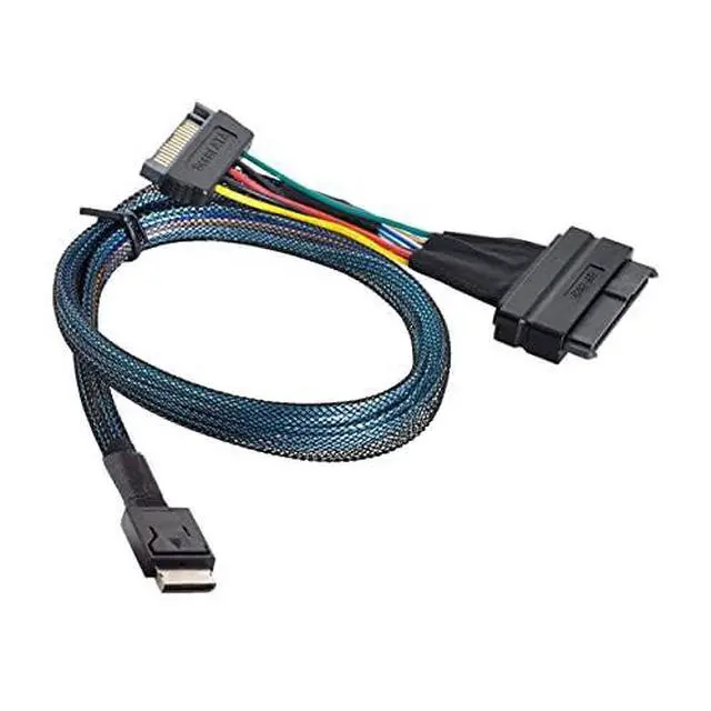 Alt view image 2 of 4 - Oculink SFF-8611 8612 to U.2 U.3 SFF-8639 NVME PCIe PCI-Express SSD Cable 50cms,Compatible with Intel U2 SSD 750/P3500 3600