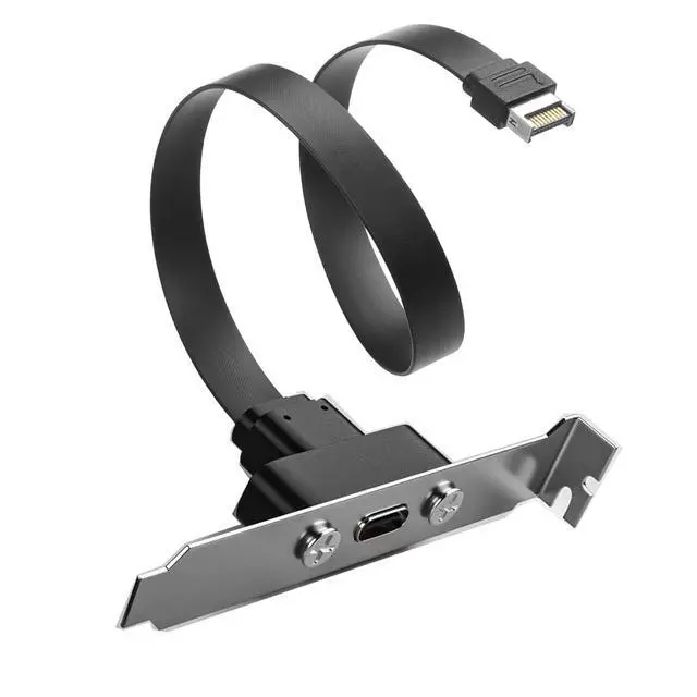 Alt view image 2 of 4 - 20Gbps USB 3.2 USB Type C Back Panel, Type C Female to 20-pin USB Type-E A-Key Male Extension Cable 30cms with PCIe Bracket