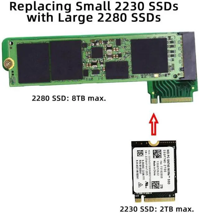 Alt view image 5 of 6 - M.2 nVME 2230 to 2280 Adapter Card Support PCIe 4.0 SSD,Compatible with Asus ROG Ally Gaming Handheld for Upgrade ROGALLY Storage(Green)