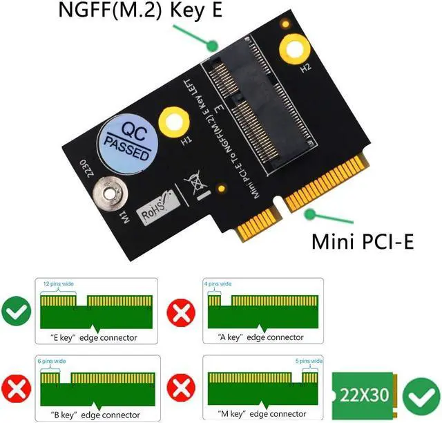 Alt view image 4 of 5 - NGFF M.2 (Key-A+E/Key-E) to Half-Size Mini PCI-E Express Card,Compatible with In-tel AX201 AX200 9260 8265 8260 7260 Card