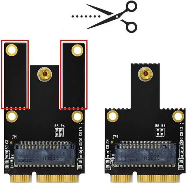 Alt view image 2 of 3 - NGFF M.2 (Key-A+E/Key-E) to Mini PCI-E Express Card,Compatible with Intel AX201 AX200 9260 8265 8260 7260 Card