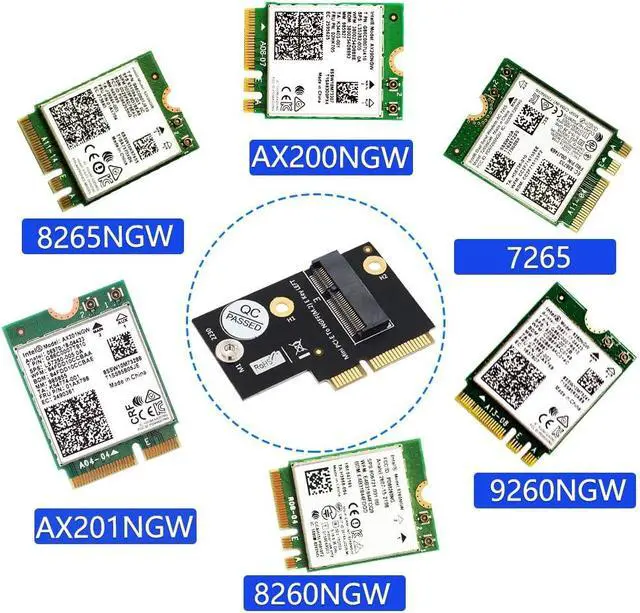 Alt view image 5 of 5 - NGFF M.2 (Key-A+E/Key-E) to Half-Size Mini PCI-E Express Card,Compatible with In-tel AX201 AX200 9260 8265 8260 7260 Card