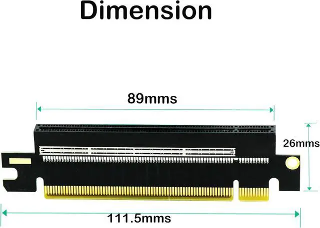 Alt view image 4 of 5 - PCIe 16x Riser Card,PCI-e Express 5.0 X16 Male to Female Extension Card for 2U Server Case GPU Graphics Card