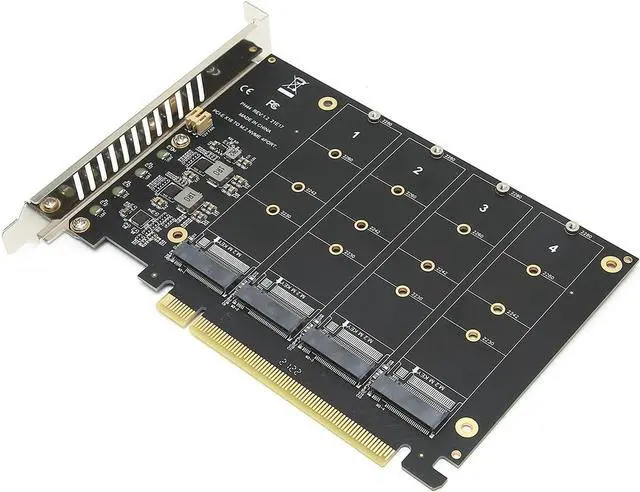 Main image of Quad NVMe SSD PCIe Adapter, 4 M.2 NVMe SSD to PCI-e 4.0 3.0 x16 Card Support 2230 2242 2280 NVMe SSD (PCI-e 16X Bifurcation Required)