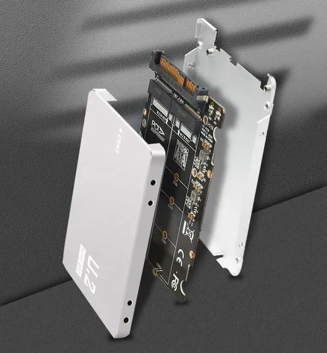 Alt view image 4 of 5 - U.2 SFF-8639 to M.2 nVME Or M2 SATA SSD Adapter Card with Case