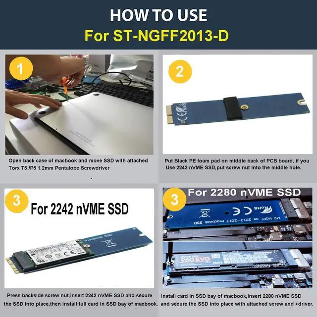 Alt view image 2 of 7 - M.2 nVME SSD Adapter Card Upgrade Kits,Compatible for MacBook Air(2013-2017 Year) and MacBook PROLate 2013-2015 Year,iMac