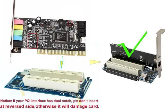 Alt view image 3 of 5 - PCI-E Express X1 to Dual PCI Riser Extender Card with Low Profile Bracket