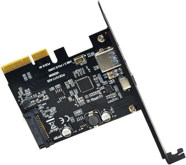 Alt view image 4 of 4 - PCI-E 4X to USB 3.0 Adapter,PCI Express Type C Gen 2 Expansion Card with Asmedia Chipset ASM3142