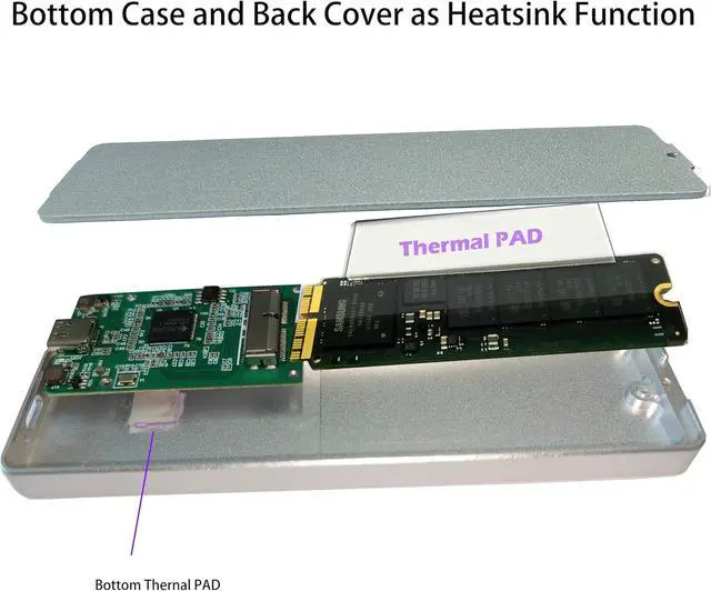 Alt view image 2 of 7 - USB 3.2 External Case,USB Type C Enclosure,Compatible with 28Pin MacBook Air(Mid 2013-2016) and PRO(Late 2013 - Mid 2015) SSD,Support nVME with ST-NGFF2013 (Silver)