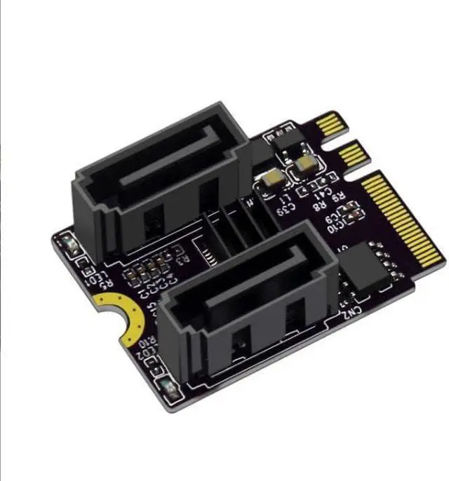 Alt view image 2 of 5 - M.2 NGFF Key A+E to Dual SATA 3.0 Ports Adapter Extension Card Chipset JMB582(Only Fit A-Key or E-Key WiFi Port)