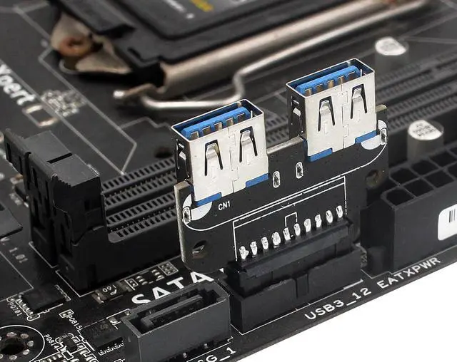 Alt view image 5 of 5 - USB 3.0 Front Panel Header, 19/20Pin Female to Dual Straight USB 3.0 Female Convert Card for Mainboard Header Port Extension
