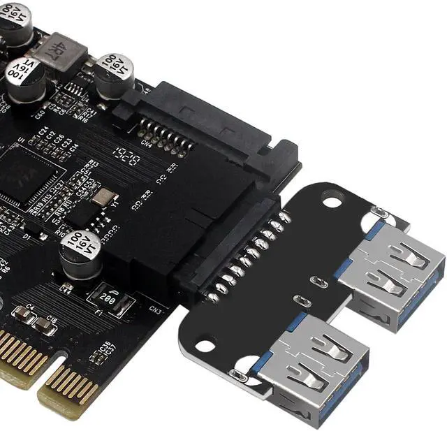 Alt view image 4 of 5 - USB 3.0 Front Panel Header, 19/20Pin Female to Dual Straight USB 3.0 Female Convert Card for Mainboard Header Port Extension