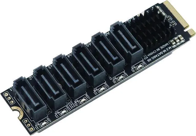 Main image of M.2 to SATA3 Adapter Card, M.2 M-Key PCIe to 6 Ports SATA 6Gbps Expansion Card ASM1166 with Smart LED Indicator