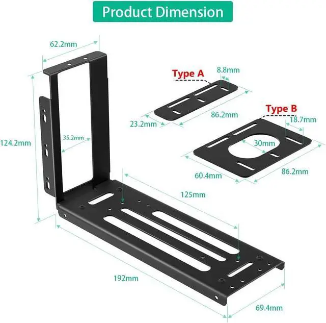 Alt view image 3 of 7 - Vertical GPU Mount Bracket, 2 Slots PCIe 5.0/4.0 Riser Cable Graphics Card Mounting Kit for PC Cases, Compatible with MATX, ATX,EATX Case