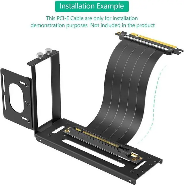 Alt view image 4 of 7 - Vertical GPU Mount Bracket, 2 Slots PCIe 5.0/4.0 Riser Cable Graphics Card Mounting Kit for PC Cases, Compatible with MATX, ATX,EATX Case