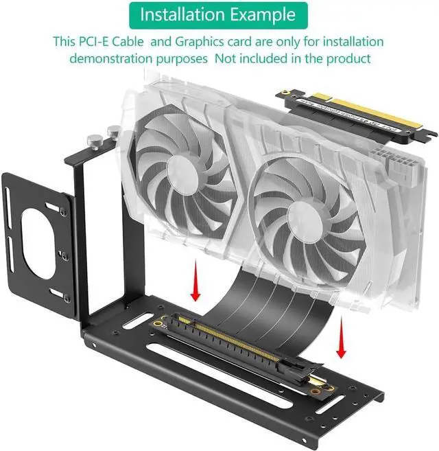Alt view image 5 of 7 - Vertical GPU Mount Bracket, 2 Slots PCIe 5.0/4.0 Riser Cable Graphics Card Mounting Kit for PC Cases, Compatible with MATX, ATX,EATX Case