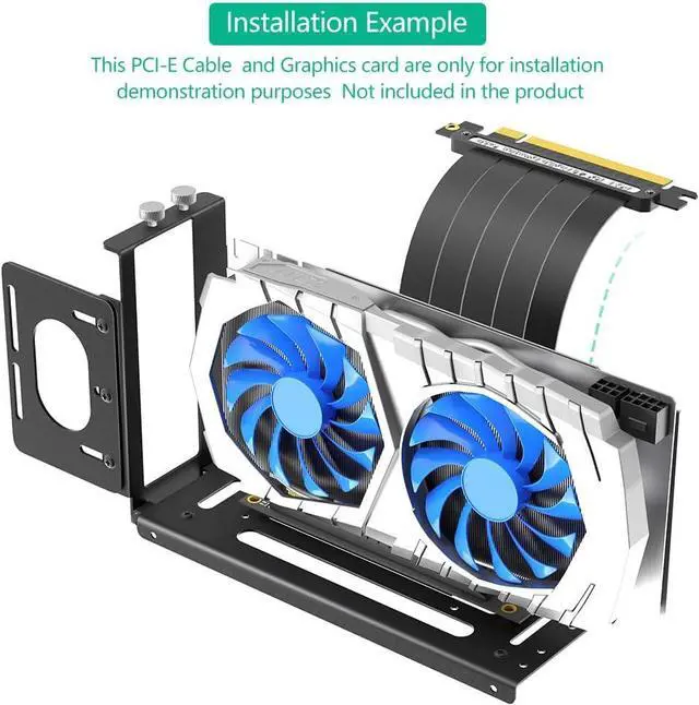 Alt view image 6 of 7 - Vertical GPU Mount Bracket, 2 Slots PCIe 5.0/4.0 Riser Cable Graphics Card Mounting Kit for PC Cases, Compatible with MATX, ATX,EATX Case