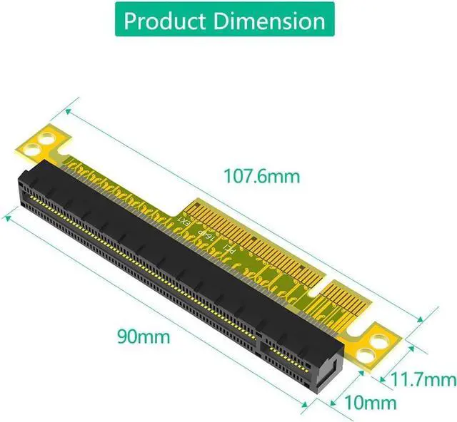 Alt view image 2 of 5 - PCI-E PCIe Express 8X to 16X Riser Extension Card Upward