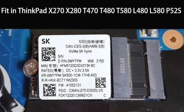 Alt view image 5 of 5 - NGFF 2230 to 2242 Extension Card,M.2 NVME M-Key 2230 As B+M Key 2242 SSD,Compatible with ThinkPad X270 X280 T470 T480 T580 L480 L580 P52S T14s, ST4280-B