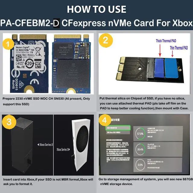 Alt view image 6 of 7 - CFexpress to 2230 Nvme Adapter Card,Compatible with Xbox Series X/S Expansion (Empty Memory Inside,Need Install WD CH SN530 /SSSTC XA1 PCIe4.0 SSD from Old Xbox)