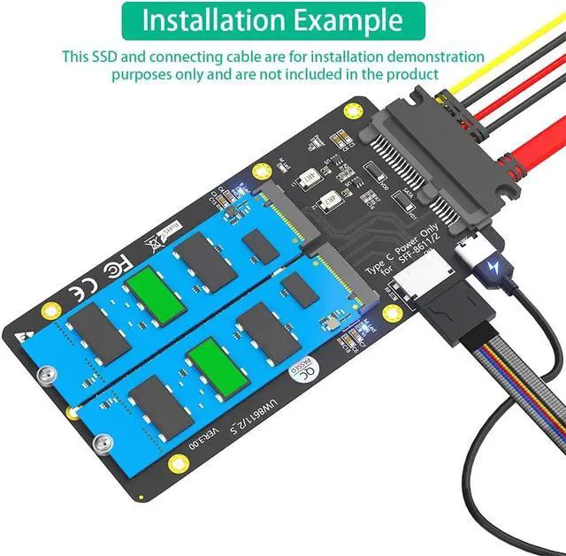 Alt view image 4 of 7 - Combo M.2 NVMe SSD to Oculink SFF-8611/8612,NGFF SATA to SATA Adapter Card