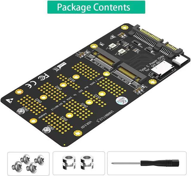 Alt view image 6 of 7 - Combo M.2 NVMe SSD to Oculink SFF-8611/8612,NGFF SATA to SATA Adapter Card
