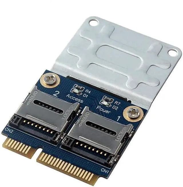 Main image of Dual Micro SDXC SDHC SD to Mini PCI-e Adapter Card with Half Bracket