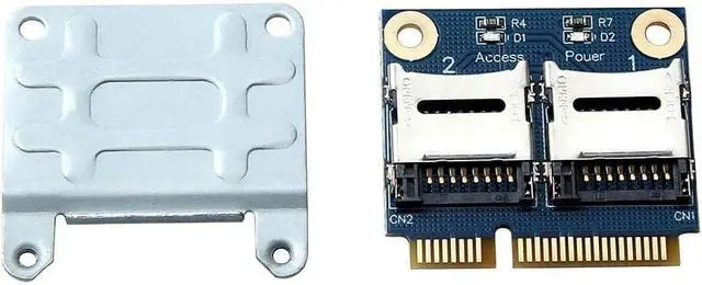 Alt view image 5 of 5 - Dual Micro SDXC SDHC SD to Mini PCI-e Adapter Card with Half Bracket